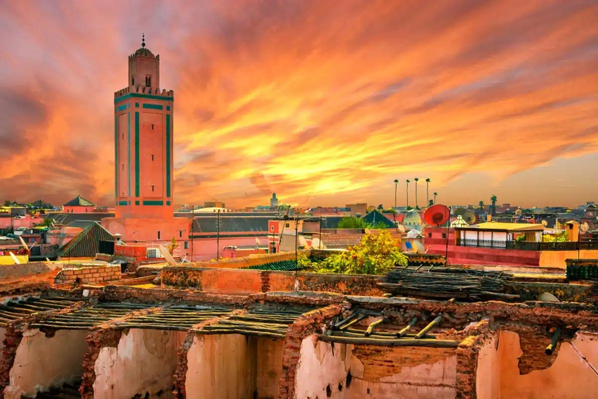 Panoramic view of Moroccan desert and cityscape